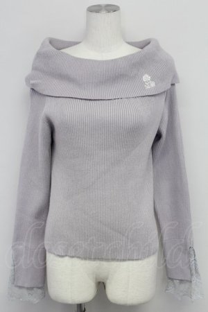 画像: axes femme / ローズ刺繍オフショルニット  ラベンダー T-25-10-24-006-AX-TO-SA-ZT