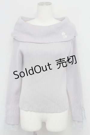 画像: axes femme / ローズ刺繍オフショルニット  ラベンダー T-25-10-24-006-AX-TO-SA-ZT389