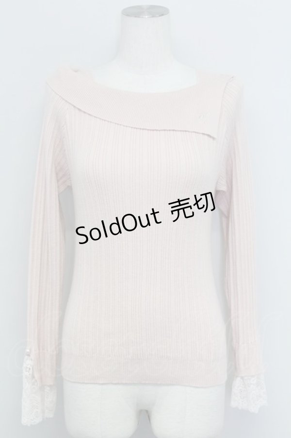 画像1: axes femme / ロゴ刺繍入オフショルニット  ピンク T-25-10-24-008-AX-TO-SA-ZT389 (1)