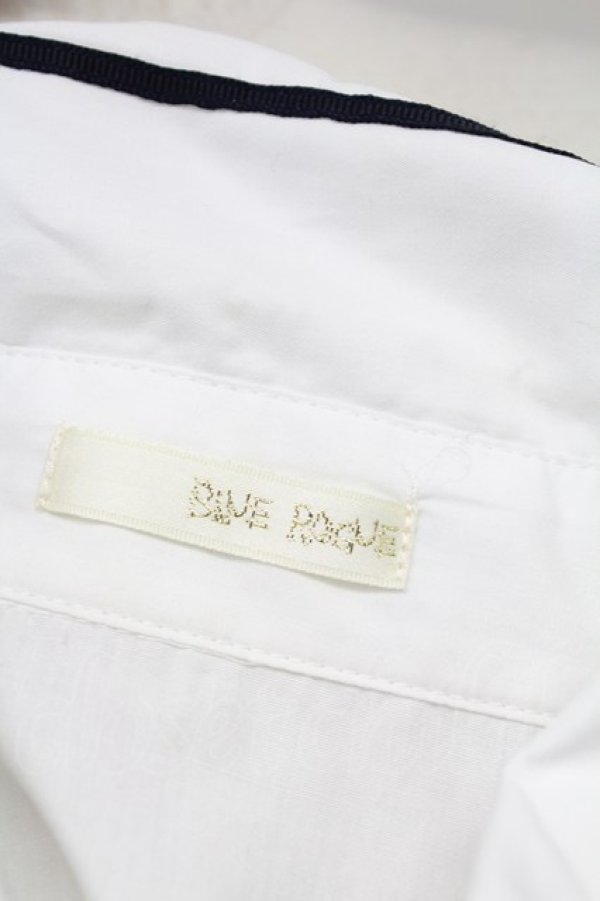 画像4: Blue rouge / ライン襟半袖ブラウス  白Ｘ黒 T-25-10-24-001-CA-BL-SA-ZT (4)