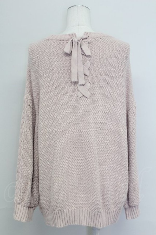 画像2: axes femme POETIQUE / 編み上げデザインニット M ピンク T-25-10-24-009-AX-TO-SA-ZT (2)