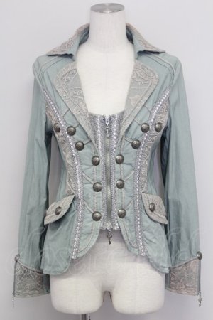 画像: OZZ ANGELO / ナポレオン風ダブルZIPジャケット  グリーン T-25-10-24-012-OO-JA-SA-ZT410