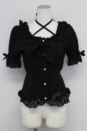 画像: BABY,THE STARS SHINE BRIGHT / レース半袖ブラウス  黒 T-25-10-24-014-BA-BL-SA-ZT410