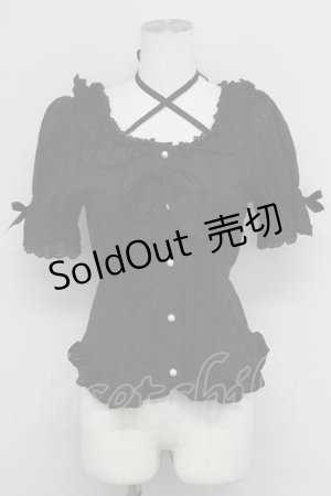 画像: BABY,THE STARS SHINE BRIGHT / レース半袖ブラウス  黒 T-25-10-24-014-BA-BL-SA-ZT410