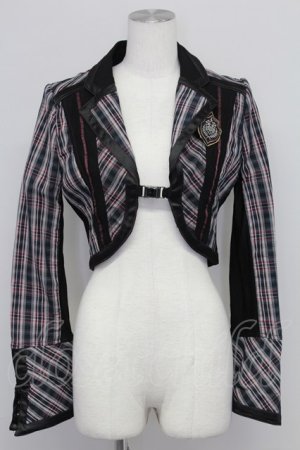 画像: Ozz Croce / エンブレムチェックショートジャケット  ネイビーＸ赤チェック T-25-10-24-015-OO-JA-SA-ZT410