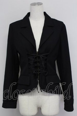 画像: PEACE NOW / ジップアップ編み上げジャケット M ブラック T-25-10-24-016-PU-JA-SA-ZT410