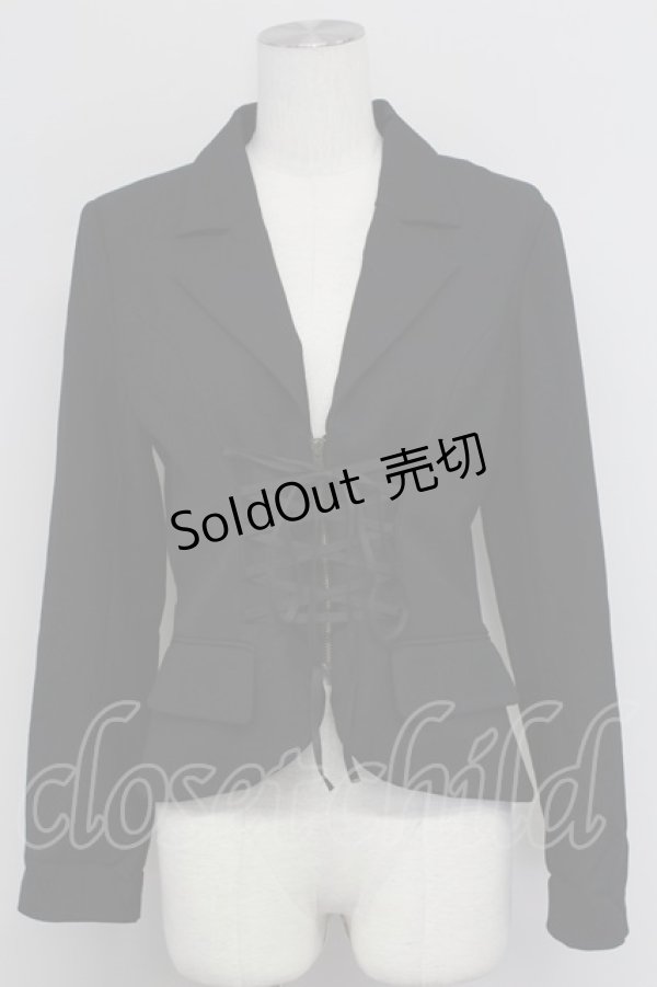 画像1: PEACE NOW / ジップアップ編み上げジャケット M ブラック T-25-10-24-016-PU-JA-SA-ZT410 (1)