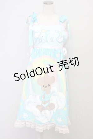画像: Nile Perch / 雲の上テディベアリボンジャンパースカート  青 T-25-10-25-019-LO-OP-SA-ZT