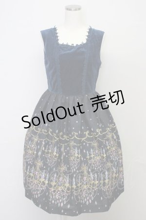 画像: 【SALE】Jane Marple / シャンデリア柄ジャンパースカート  ネイビー T-25-10-25-020-JM-OP-SA-ZT423