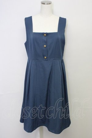 画像: Fi.n.t / スクエアネックエンブレム釦ジャンパースカート  ブルー T-25-10-25-022-CA-OP-SA-ZT435