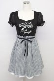 画像1: Ank Rouge / ハートアロープリントギンガムチェック切替半袖ワンピース  黒Ｘ白チェック T-25-10-25-028-CA-OP-SA-ZT (1)