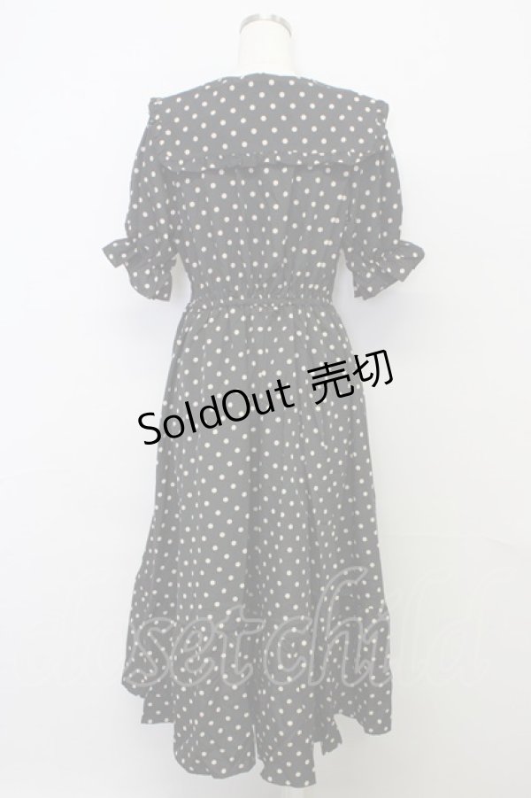 画像2: 【SALE】m petit by misako / 梨地水玉半袖ワンピース L 黒 T-25-10-25-030-LO-OP-SA-ZT429 (2)