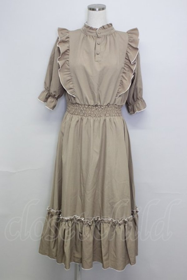 画像1: m petit by misako / NINA'SコラボAMハイショクメローワンピース L ブラウン T-25-10-25-005-LO-OP-SA-ZT (1)