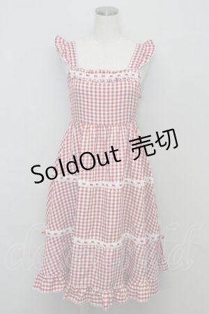 画像: Cherirulu Chocola / ギンガムチェックジャンパースカート S 赤Ｘシロ T-25-10-25-014-LO-OP-SA-ZT416