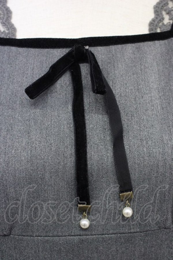 画像3: 【SALE】Fi.n.t / ハイウエスト切替ベロアリボン使いワンピース【洗える】  グレー T-25-10-25-017-CA-OP-SA-ZT423 (3)