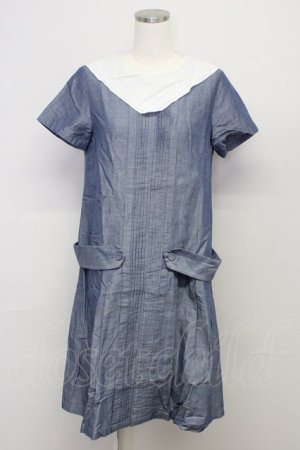 画像: Jane Marple / 三角ヨークワンピース  青Ｘ白 T-25-10-25-018-JM-OP-SA-ZT423