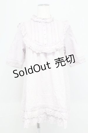 画像: 【SALE】PINK HOUSE / ローズレース半袖チュニックブラウス  ラベンダー T-25-10-29-001-LO-BL-SA-ZT418