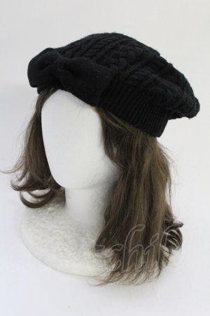 画像: PINK HOUSE / リボンニット帽  黒 T-25-10-29-019-LO-AC-SA-ZT