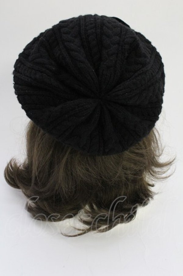 画像2: PINK HOUSE / リボンニット帽  黒 T-25-10-29-019-LO-AC-SA-ZT (2)