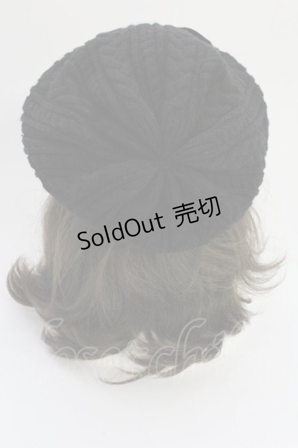 画像2: PINK HOUSE / リボンニット帽  黒 T-25-10-29-019-LO-AC-SA-ZT-K007 (2)