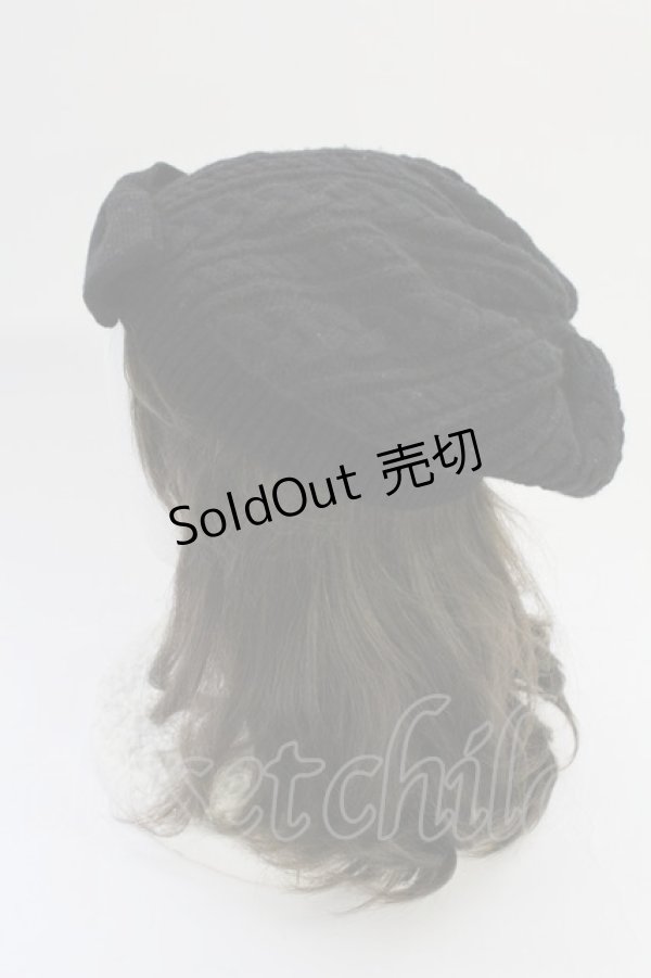 画像3: PINK HOUSE / リボンニット帽  黒 T-25-10-29-019-LO-AC-SA-ZT-K007 (3)