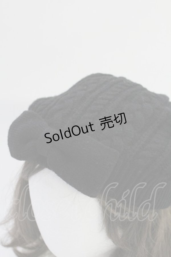 画像4: PINK HOUSE / リボンニット帽  黒 T-25-10-29-019-LO-AC-SA-ZT-K007 (4)