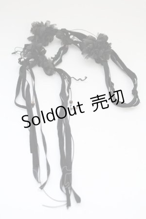 画像: INGEBORG / フラワーモチーフリボン  黒 T-25-10-29-021-LO-AC-SA-ZT