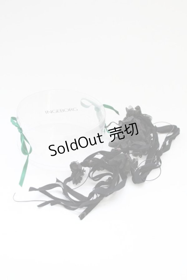 画像6: INGEBORG / フラワーモチーフリボン  黒 T-25-10-29-021-LO-AC-SA-ZT (6)