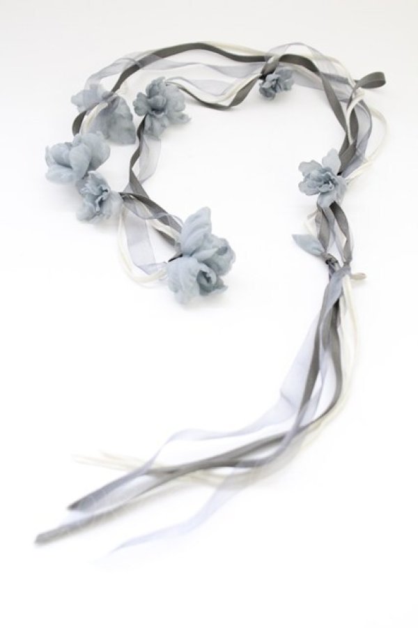 画像1: INGEBORG / オーガンジーフラワーリボン  青 T-25-10-29-022-LO-AC-SA-ZT (1)