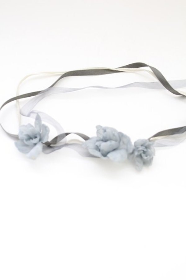 画像4: INGEBORG / オーガンジーフラワーリボン  青 T-25-10-29-022-LO-AC-SA-ZT (4)