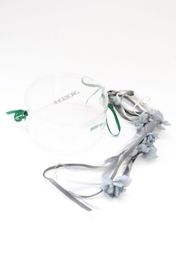 画像5: INGEBORG / オーガンジーフラワーリボン  青 T-25-10-29-022-LO-AC-SA-ZT (5)