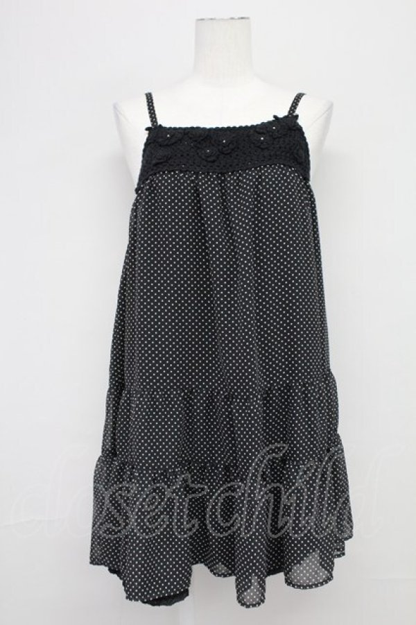 画像1: PINK HOUSE / シフォンドットキャミブラウス  黒Ｘ白 T-25-10-29-003-LO-BL-SA-ZT (1)