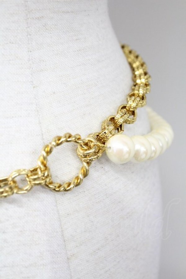 画像5: KETTY / パールチェーンベルト  白Ｘゴールド T-25-10-29-034-EL-AC-SA-ZT (5)