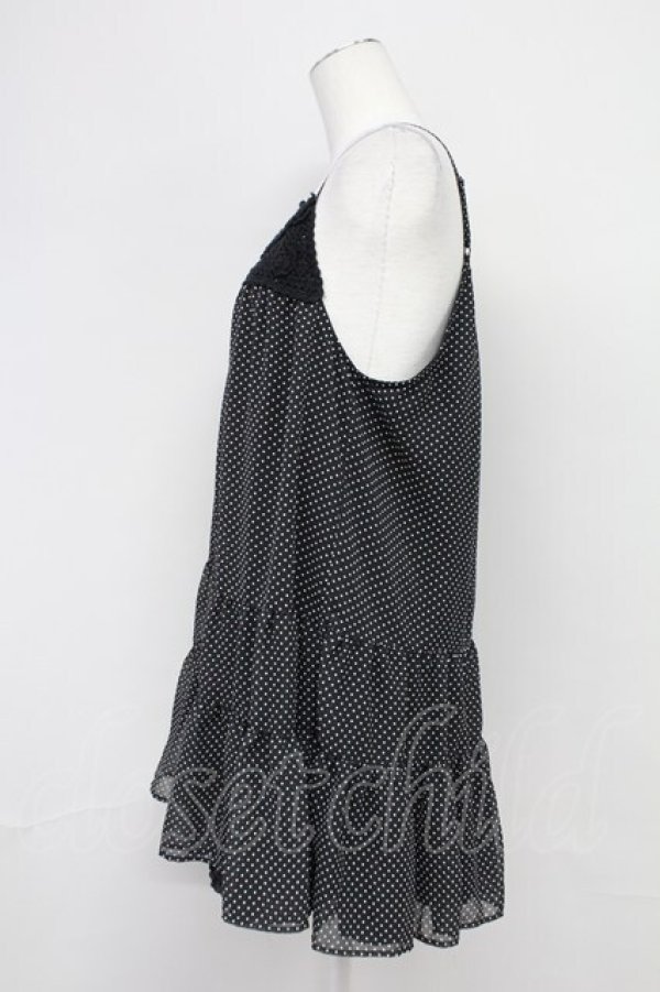 画像3: PINK HOUSE / シフォンドットキャミブラウス  黒Ｘ白 T-25-10-29-003-LO-BL-SA-ZT (3)