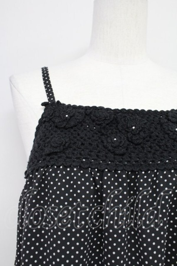 画像4: PINK HOUSE / シフォンドットキャミブラウス  黒Ｘ白 T-25-10-29-003-LO-BL-SA-ZT (4)