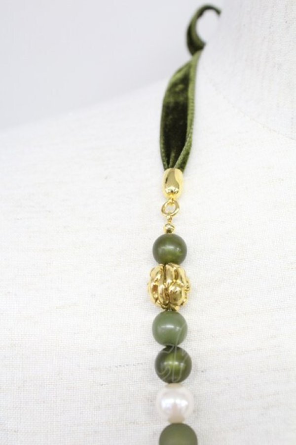 画像3: INGEBORG / パールリボンネックレス  グリーン T-25-10-29-040-LO-AC-SA-ZT (3)