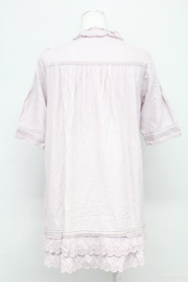 画像2: PINK HOUSE / ローズレース半袖チュニックブラウス  ラベンダー T-25-10-29-001-LO-BL-SA-ZT (2)