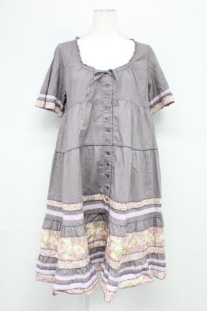 画像: PINK HOUSE / ローズプリント切替半袖チュニックワンピース  パープル T-25-10-29-004-LO-OP-SA-ZT