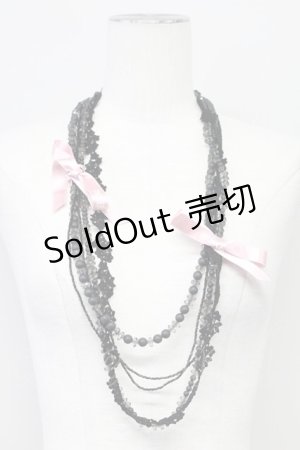 画像: INGEBORG / レースビーズネックレス  黒Ｘピンク T-25-10-29-046-LO-AC-SA-ZT