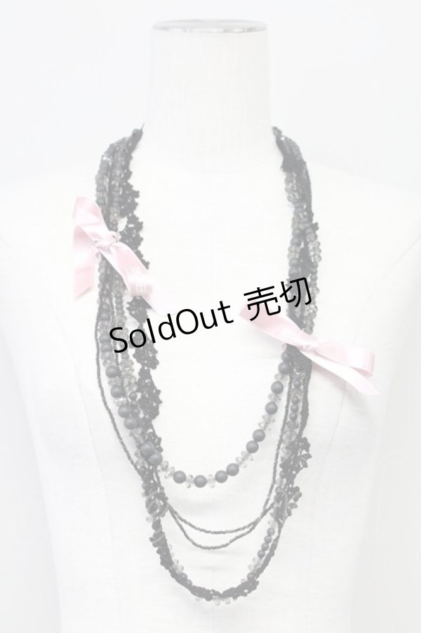 画像1: INGEBORG / レースビーズネックレス  黒Ｘピンク T-25-10-29-046-LO-AC-SA-ZT (1)