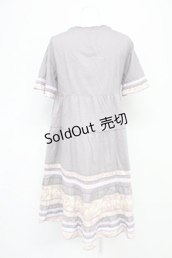 画像2: 【SALE】PINK HOUSE / ローズプリント切替半袖チュニックワンピース  パープル T-25-10-29-004-LO-OP-SA-ZT430 (2)