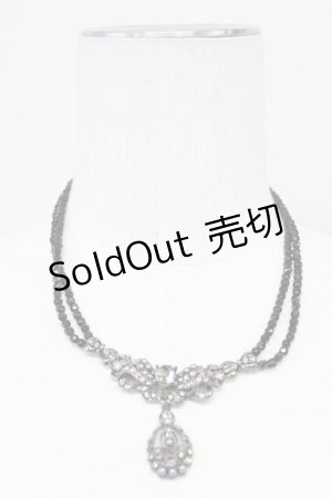 画像: INGEBORG / リボンストーンネックレス  黒 T-25-10-29-047-LO-AC-SA-ZT