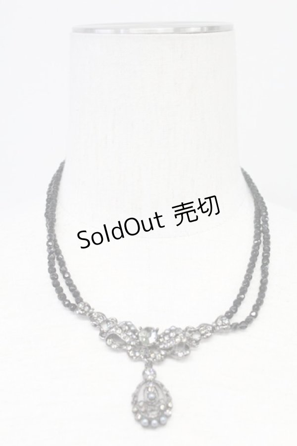 画像1: INGEBORG / リボンストーンネックレス  黒 T-25-10-29-047-LO-AC-SA-ZT (1)