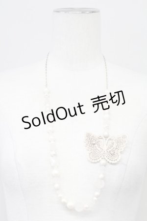 画像: PINK HOUSE / 蝶レースモチーフネックレス  白 T-25-10-29-049-LO-AC-SA-ZT
