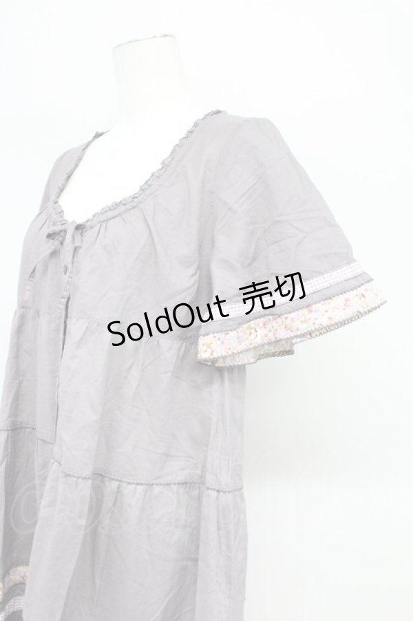 画像3: 【SALE】PINK HOUSE / ローズプリント切替半袖チュニックワンピース  パープル T-25-10-29-004-LO-OP-SA-ZT430 (3)