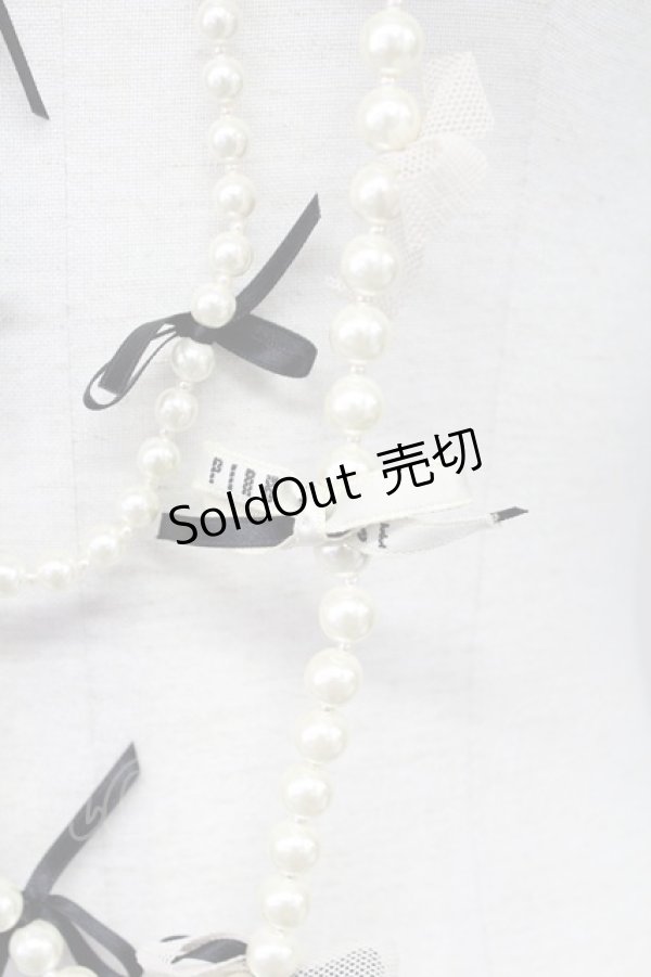 画像3: PINK HOUSE / ロゴリボンパールネックレス  白Ｘ黒 T-25-10-29-050-LO-AC-SA-ZT (3)