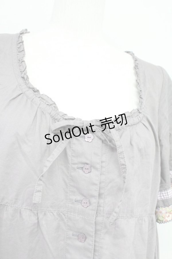 画像4: 【SALE】PINK HOUSE / ローズプリント切替半袖チュニックワンピース  パープル T-25-10-29-004-LO-OP-SA-ZT430 (4)