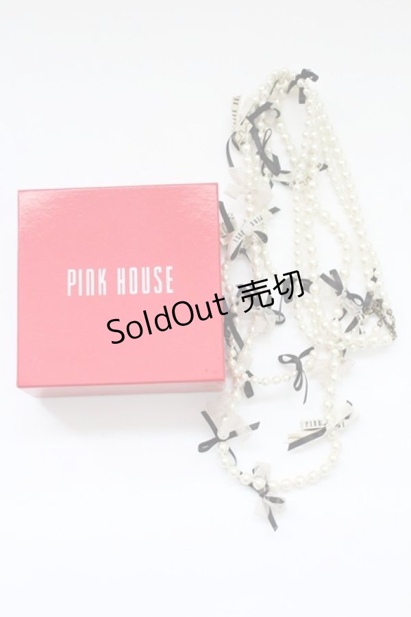 画像5: PINK HOUSE / ロゴリボンパールネックレス  白Ｘ黒 T-25-10-29-050-LO-AC-SA-ZT (5)