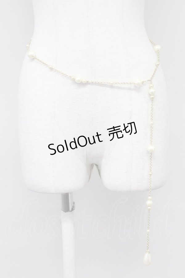 画像1: INGEBORG / パールチェーンベルト  白Ｘゴールド T-25-10-29-051-LO-ZA-SA-ZT432 (1)