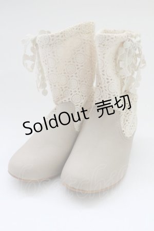 画像: PINK HOUSE / 綿レースショートブーツ  ベージュ T-25-10-29-053-LO-SH-SA-ZT